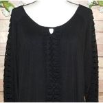 Shannon Ford Women's Black Blouse Top Size 2X Long Sleeve Stretch Open Weave Photo 1