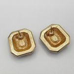 Monet Black Enamel Gold Rhinestone Costume Earrings Rectangle Oval Cut Photo 3