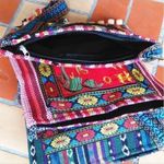 Retro Embroidery Boho Tote Crossbody Red Hippie Bag With Zipper In Blue Photo 2