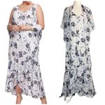 Alex Evenings Alex‎ Evenings Midi Maxi Asymmetrical Dress Wedding Party Floral Shawl 24W 3X Photo 1