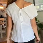 Helmut Lang  White Linen Asymmetric Top V Neck Size 2 NWT Photo 6
