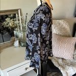 White House | Black Market WHBM black blue paisley Boho western semi sheer button down shirt 8 Photo 5
