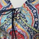 J. McLaughlin  Delicate Lightweight Cotton Kaftan Tunic Blouse‎ Boho Paisley XS-S Photo 5