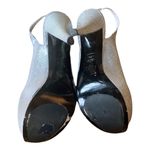 Stuart Weitzman Pump Vevey Galactic Silver Glitter Peep Toe Spain Leather 8 EUC Photo 5