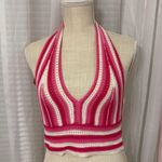 Knitted halter top, hot pink, Size Medium Pink Photo 0