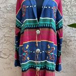 Vintage 90’s Carole Little Sport Southwestern Duster Cardigan Sweater Red Photo 0