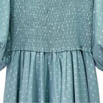 Abacaxi Eva Dress Teal Metallic Cotton Maxi Puff Sleeve Smocked Bodice Sz Large Green Photo 13