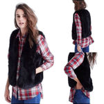 Madewell  black faux fur vest hook closure size XS Photo 1
