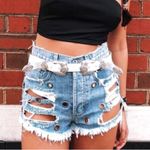 LF Carmar Edgy Destroyed Grommet Denim Shorts Photo 0