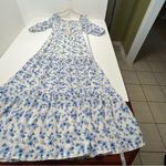 Love Colette Off The Shoulder Maxi Dress Blue White Floral Womens Size Medium Photo 8