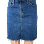 J.Crew Mercantile Women's Blue High Waist Raw Hem Mini Denim Jean Skirt Size 0 Photo 0