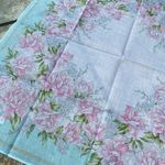 NIB Lancel Paris Feminine Floral Cotton Scarf Pocket Square Handkerchief Blue Photo 5