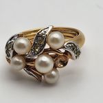 Avon Garden Party Faux Pearl & Rhinestone Ring Gold Photo 4