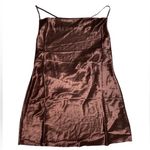 NWT Dark Brown Short Satin Dress Photo 1