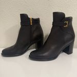 Salvatore Ferragamo  Florian Black Ankle Booties Gold Buckle Size 5 EUC Photo 2