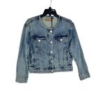 BLANKNYC Women's XS Denim Jacket Collarless Button Front Blue Jean‎ Photo 5