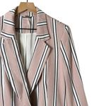 Free People  Uptown Girl Oversized Blazer in Pink Stripes 100% Cotton, Small‎ Photo 4