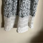 By Timo Floral Boho Embroidered Poplin Midi Dress Sz Medium Crochet Lace Trim Blue Photo 7