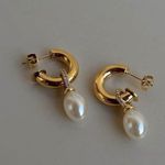 Dangle Fresh Water Pearl Earrings, Dangle Pearl Earrings, Fresh Water Pearl Earrings Gold Photo 4