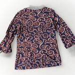 Tory Burch  S Top Stretch Low V Cut‎ Silk Blend  Easywear Navy Brown Blouse Tunic Photo 5