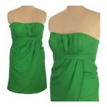 Jenny Yoo Collection Silk & Cotton Green Strapless draped Mini Dress Size 8 Photo 0