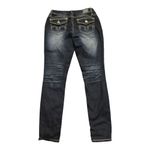 Love Nation  Dark Wash Rhinestone Button Pocket Bootcut Mid Rise Jeans Size 6 Y2K Photo 1