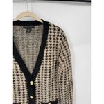 Tahari  Houndstooth Button Front Sweater Women XS Eyelash Knit Academia Western Photo 7