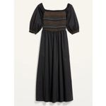 Old Navy  Cottagecore Black Smocked Bodice Maxi Dress 100% Cotton Size L Tall Photo 10