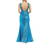 Morgan & Co New Chloé Sequined Gown Dress stretch Sz 5 fit sz Small Blue Photo 1
