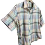 Vintage 70s 80s Pastel Short Sleeve Plaid Button Up Photo 2
