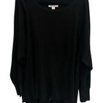 Free People  Women's Black Long Sleeve Waffle Knit Top Size Small Split Back Photo 0