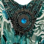 Celina Semi Sheer Coverup Beaded Floral Womens S/M Green Size M Photo 1