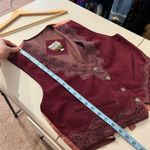 Deadstock 90s Burgundy Purple Suede Genuine Leather Lace Trim Vest Size Large Photo 8
