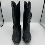 Vintage ACME Women's Dress Western Side Fringe Star Boots Size 6 Black Leather Photo 1