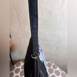 Black Suede Bag Vintage LULU GUINESS Purple Blue Floral embroideried needlepoint Photo 13