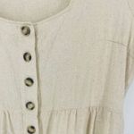 Wishlist Apparel Linen Blend Button Front Romper Shorts Beige Size L Tan Size L Photo 4
