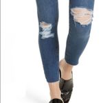 Free People  Raw Hem Button Fly Skinny Jeans in Blue Size 25‎ Photo 2
