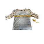 Veronica Beard  Women's Netto Tee Size Small Hydrangea/Multi  Striped Ruched Arms Photo 2