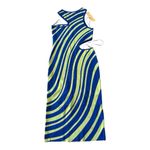 PAOLA BERNARDI Stela Striped Sleeveless Midi Cutout Dress Sz L NWT Blue Photo 1