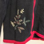 Breckenridge Vintage 90’s Christmas Tree Embroidered Zip Front Holiday Cardigan Size PL Photo 2