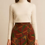 Breeches Vintage Skirt Women 8 Chain Print Equestrian Old Money Kilt Wrap USA Red Photo 0