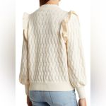 FRNCH New  Paris Cream sweat Valeria Ruffle Shoulder Pointelle Sweater Photo 2