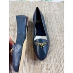 Bass Delta Navy Blue Leather Loafer Flats Women's 8.5 N Gold Chain Tassel Accent Photo 1