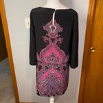Tibi  New York Dress Size 6 Black Pink Purple Paisley Print Long Sleeve‎ silk Photo 3