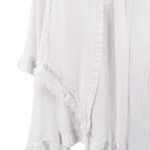 Oh My Gauze! Ruffle Trim Poncho Blouse Top Fringe Trim & Scarf Belt Snow O/S White Size L Photo 1