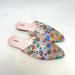Jason Wu  White Metallic Floral Print‎ Satin Slipper Mules Size US 7 Photo 0