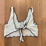 Urban Outfitters  Tank Crochet Cropped Tie Back Cream Black Size Medium Photo 3