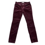 Loft Skinny Corduroy Pants High Waist Sz 25 Low Rise Syrah Wine Casual Preppy Photo 1