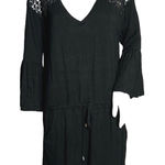Calvin Klein Swim Cover Up Women Large Black Open Knit Detail Bell Sleeve Travel Photo 0