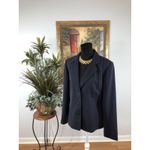 Leslie Fay Women’s Blazer 10 Navy Button Career Jacket Lapel Notch Collar Preppy Photo 1